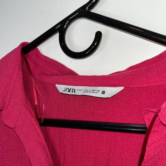 Zara Wrap Dress Long Sleeve Button DownSize Large - Picture 4 of 10